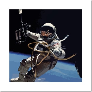 Astronaut Ed White's Spacewalk Colour Vector Art Posters and Art